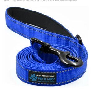 Dog Leash: Blue NWT 6-foot Nylon Reflective Dog Leashes